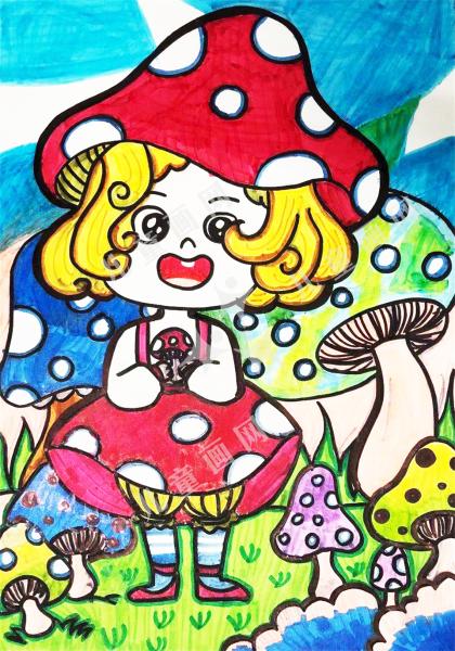 采蘑菇的小女孩