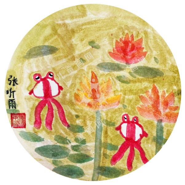 金鱼戏荷