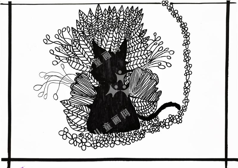 线描画——小黑猫