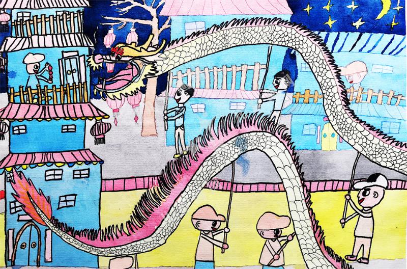 家乡春节的舞龙表演