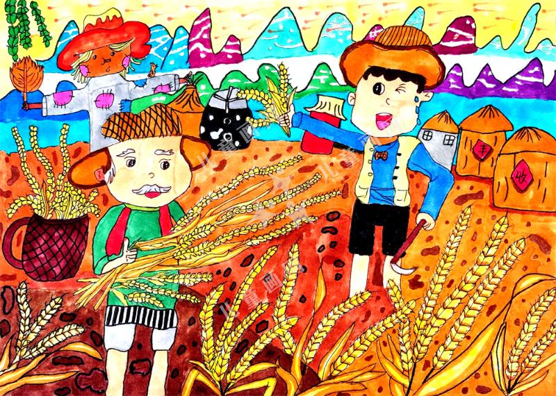 我和爷爷收谷子