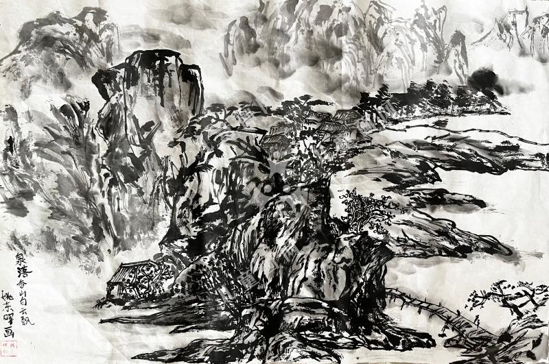 泉落香山白云飘