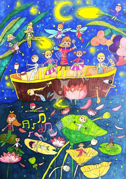 荷塘月色下的小精灵