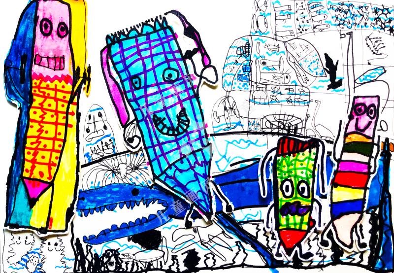 铅笔人畅游海洋馆