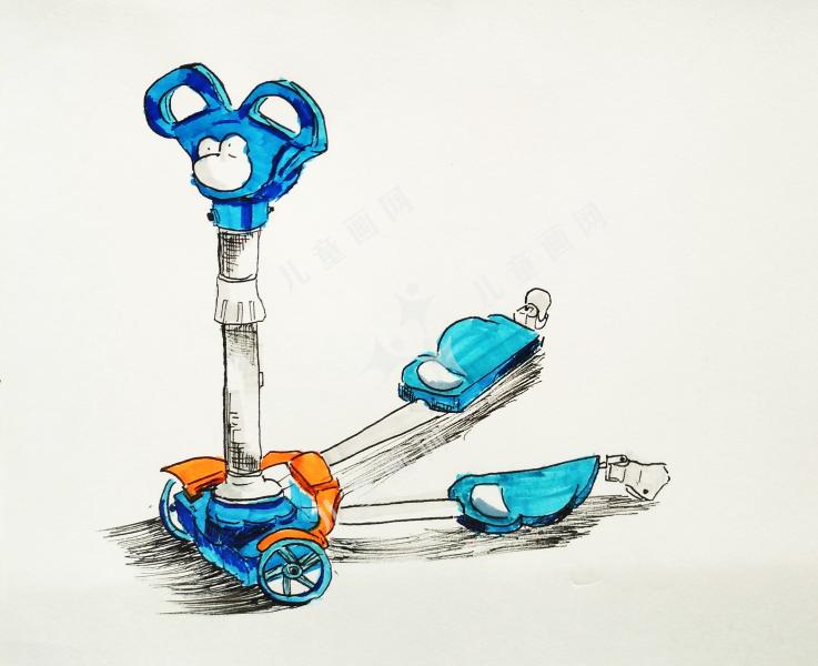 滑板车写生