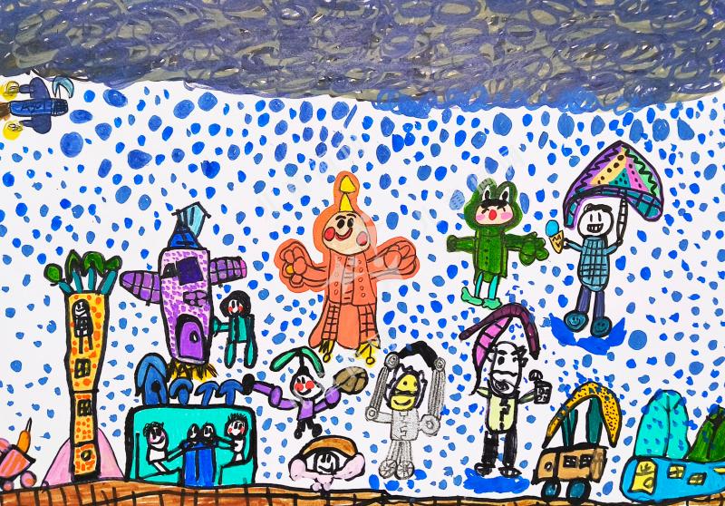 未来城市下雨了