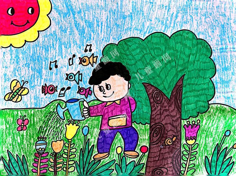 我给小花浇浇水