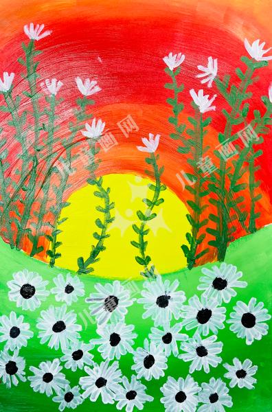 落日下的小雏菊