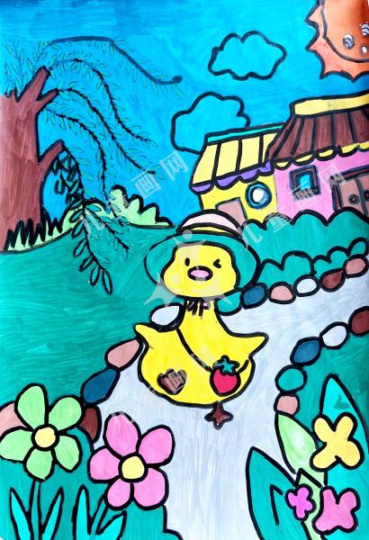 小黄鸭上学