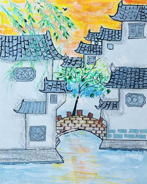 落日下的窑湾古镇