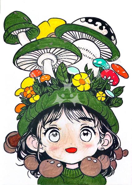 采蘑菇的小姑娘