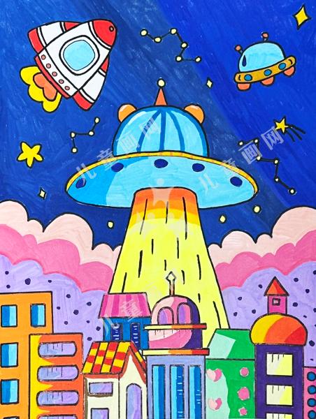 飞船降落在城市