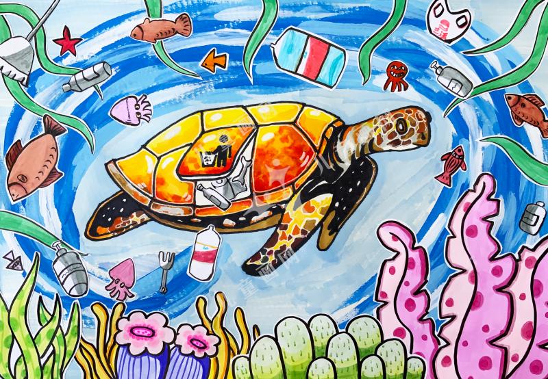 海洋的呼唤：垃圾与海龟的共生悲剧