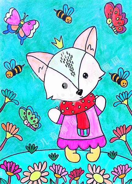 花丛里的小狐狸