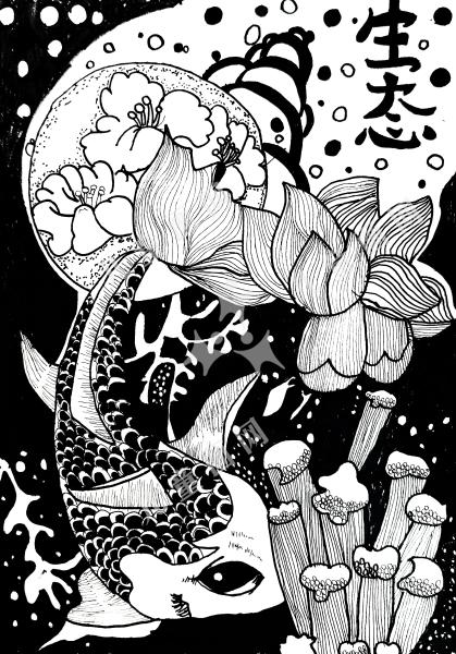 鱼与花的共生诗